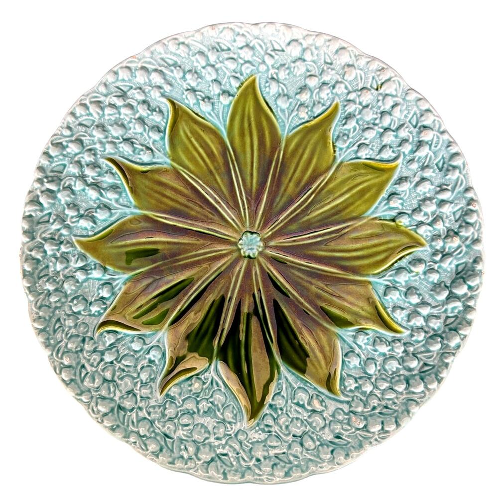 Majolica Antique 1912-1925 Lily-of-the-Valley SMF 12" Charger Plate Germany